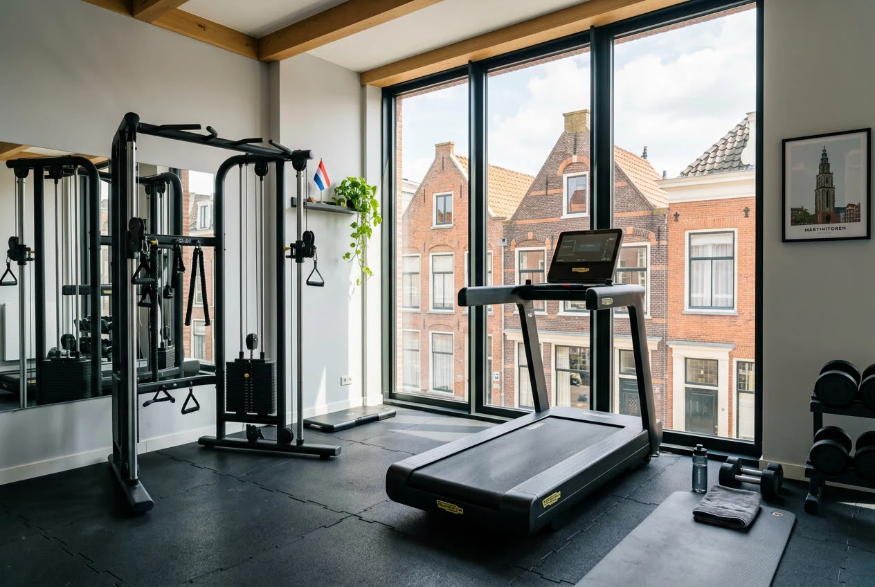 Groningen - Home gym met loopband & krachtstation geïnstalleerd door NEXON Installatie & Service